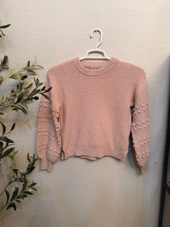 Madewell Sweaters - Madewell Pink Pom-Pom Sleeve Crewneck Sweater